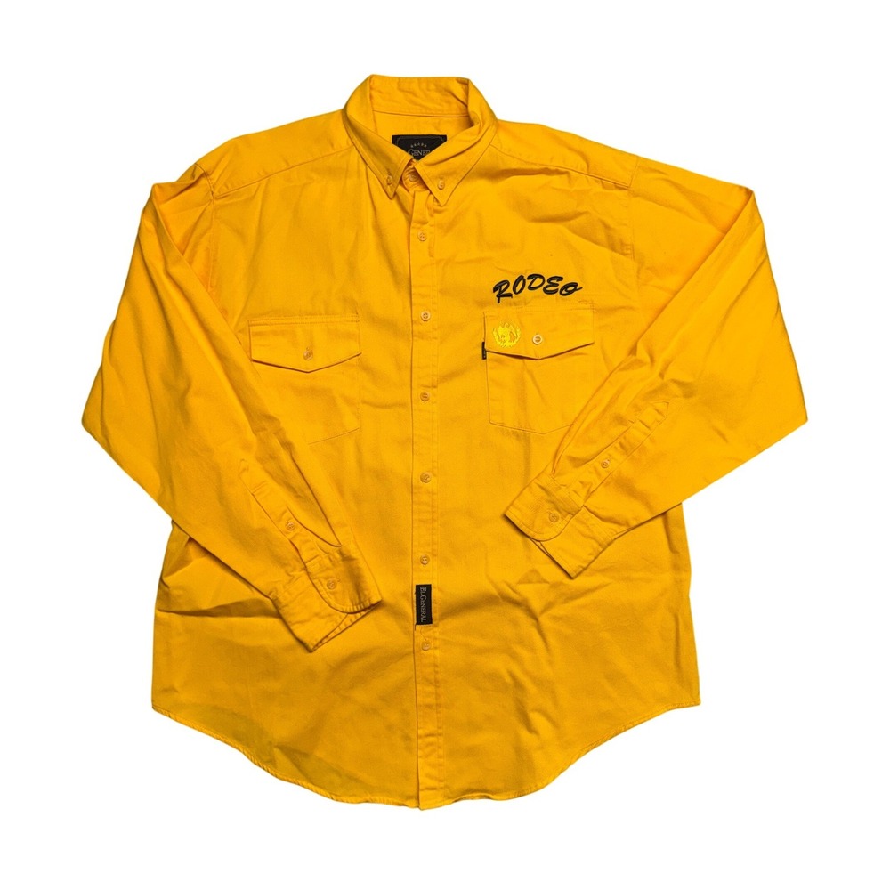 El General Rodeo Western Shirt Mens XL Yellow Cotton Long Sleeve Button Down